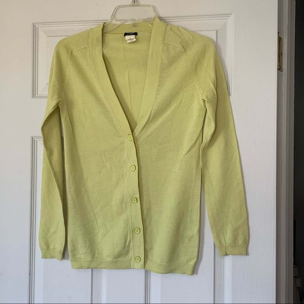 JCrew - Lime Green Merino Wool Cardigan 🍋